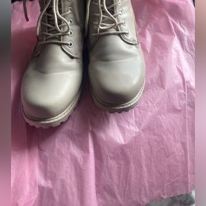 Gray lace up short boots